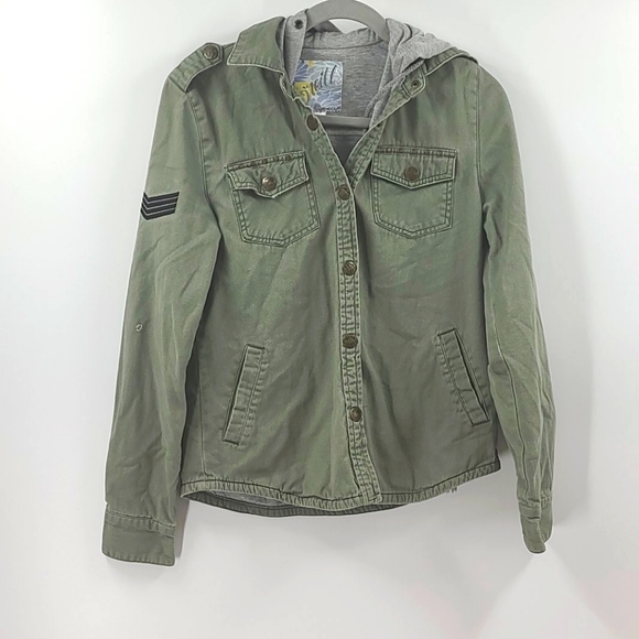 green hooded utility jacket